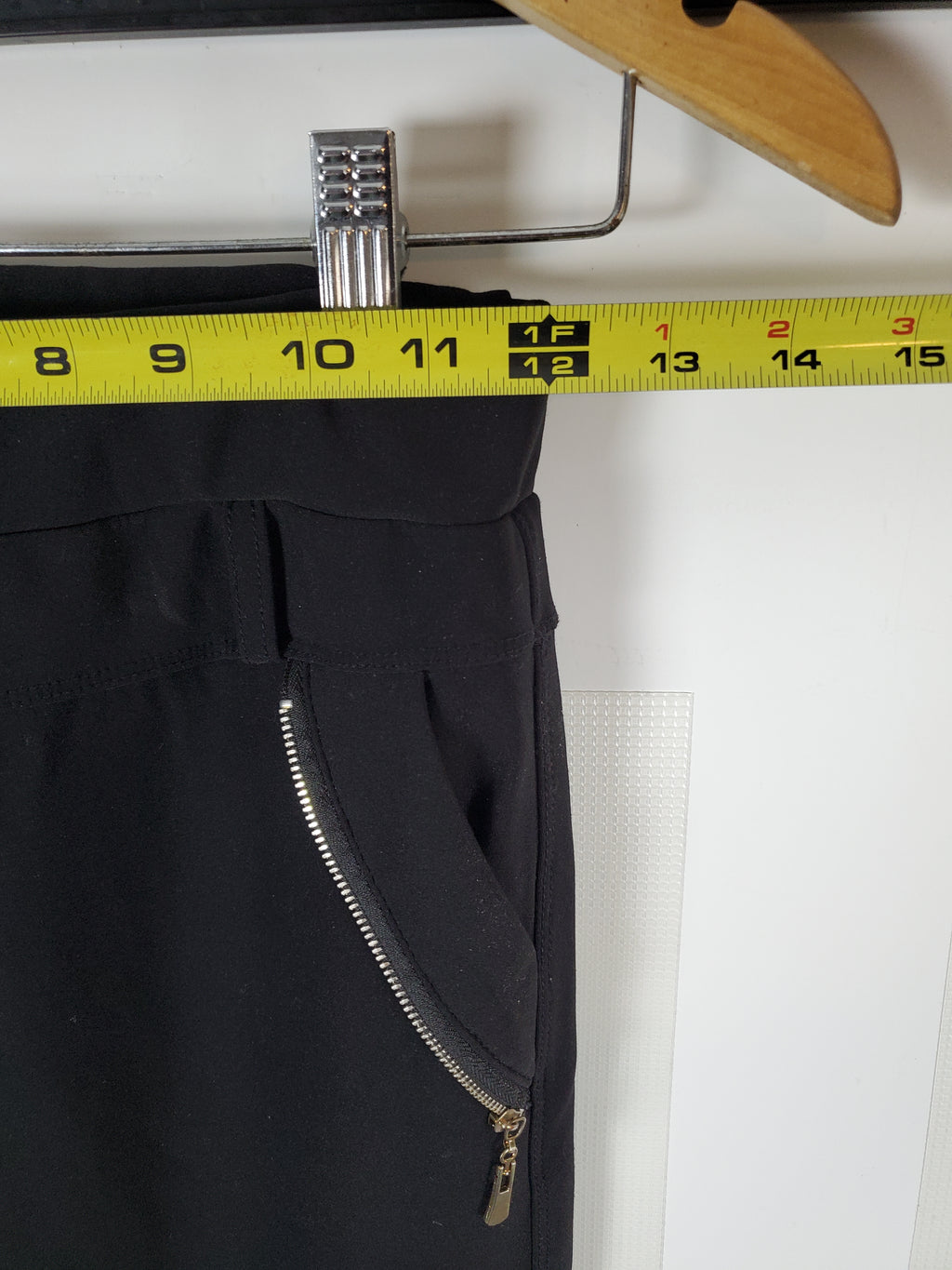 LA12ST Black Formal Pants/Leggings with faux Zipper Pockets - One Size