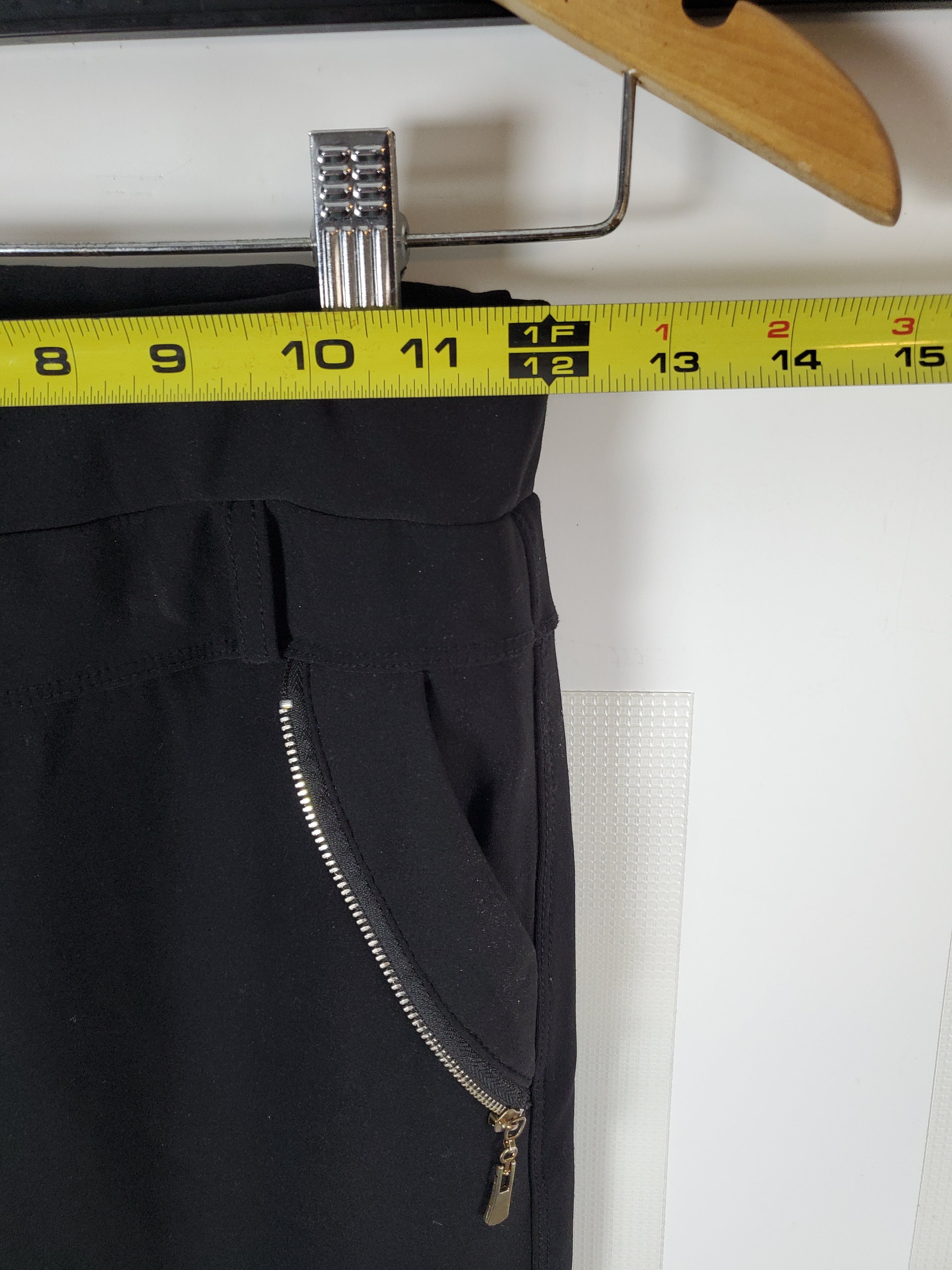 LA12ST Black Formal Pants/Leggings with faux Zipper Pockets - One Size