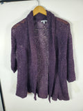 Charlotte Russe Purple w/gold flake Open Knit Cardigan Sweater - Size S