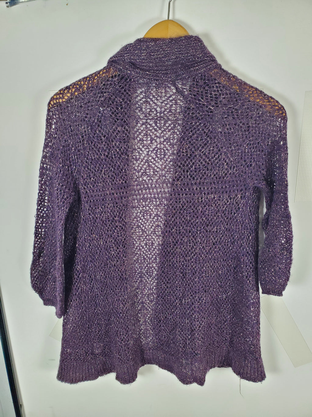 Charlotte Russe Purple w/gold flake Open Knit Cardigan Sweater - Size S
