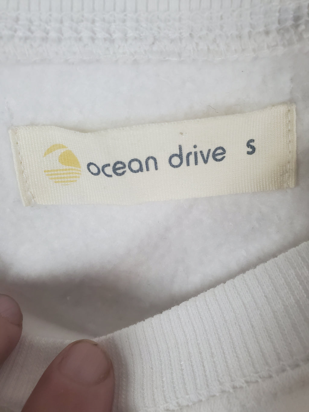 Ocean Drive White single sleeve/shoulder Sweatshirt Size S