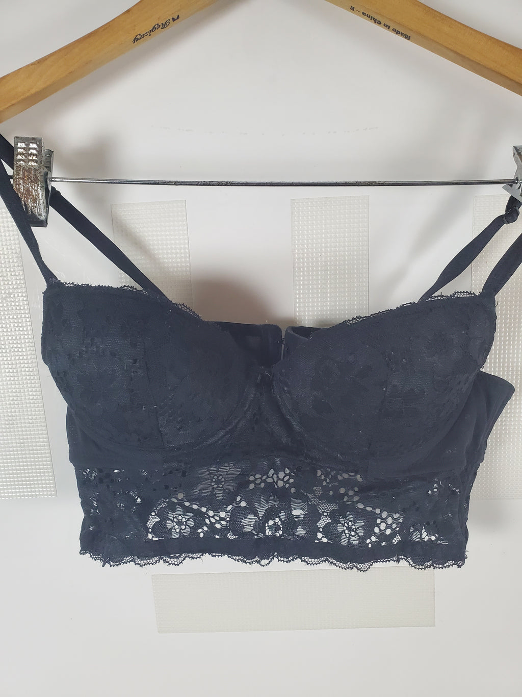 Adored by Adore Me Black Lace Bralette with Hook Closure 34A