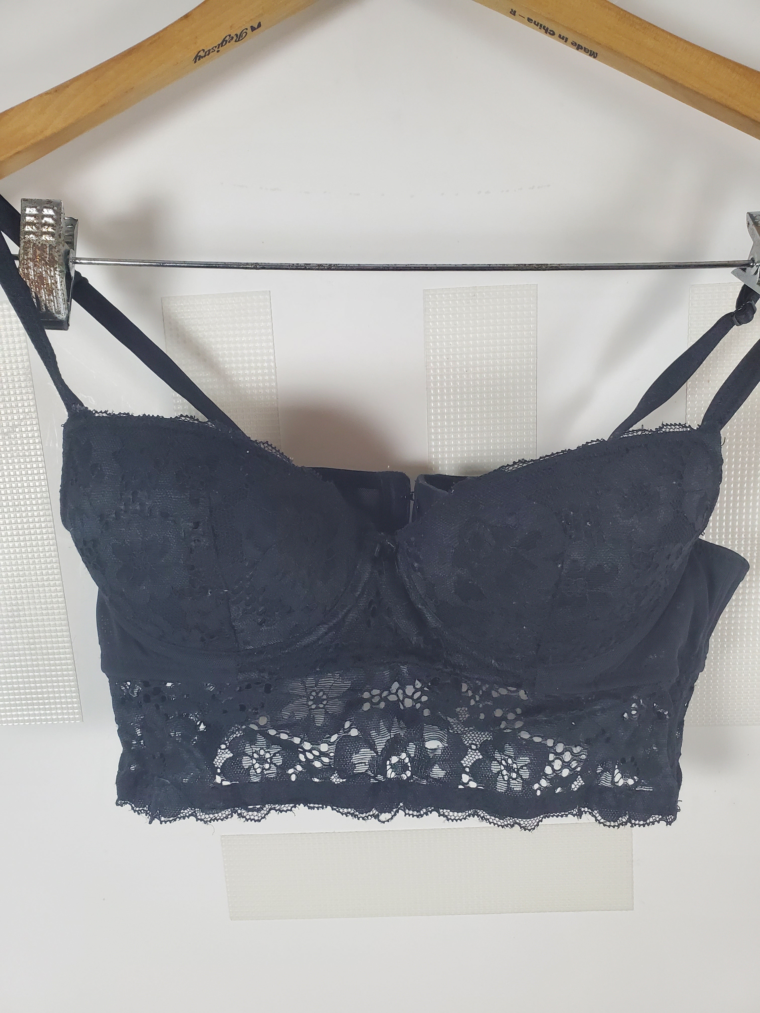 Adored by Adore Me Black Lace Bralette with Hook Closure 34A