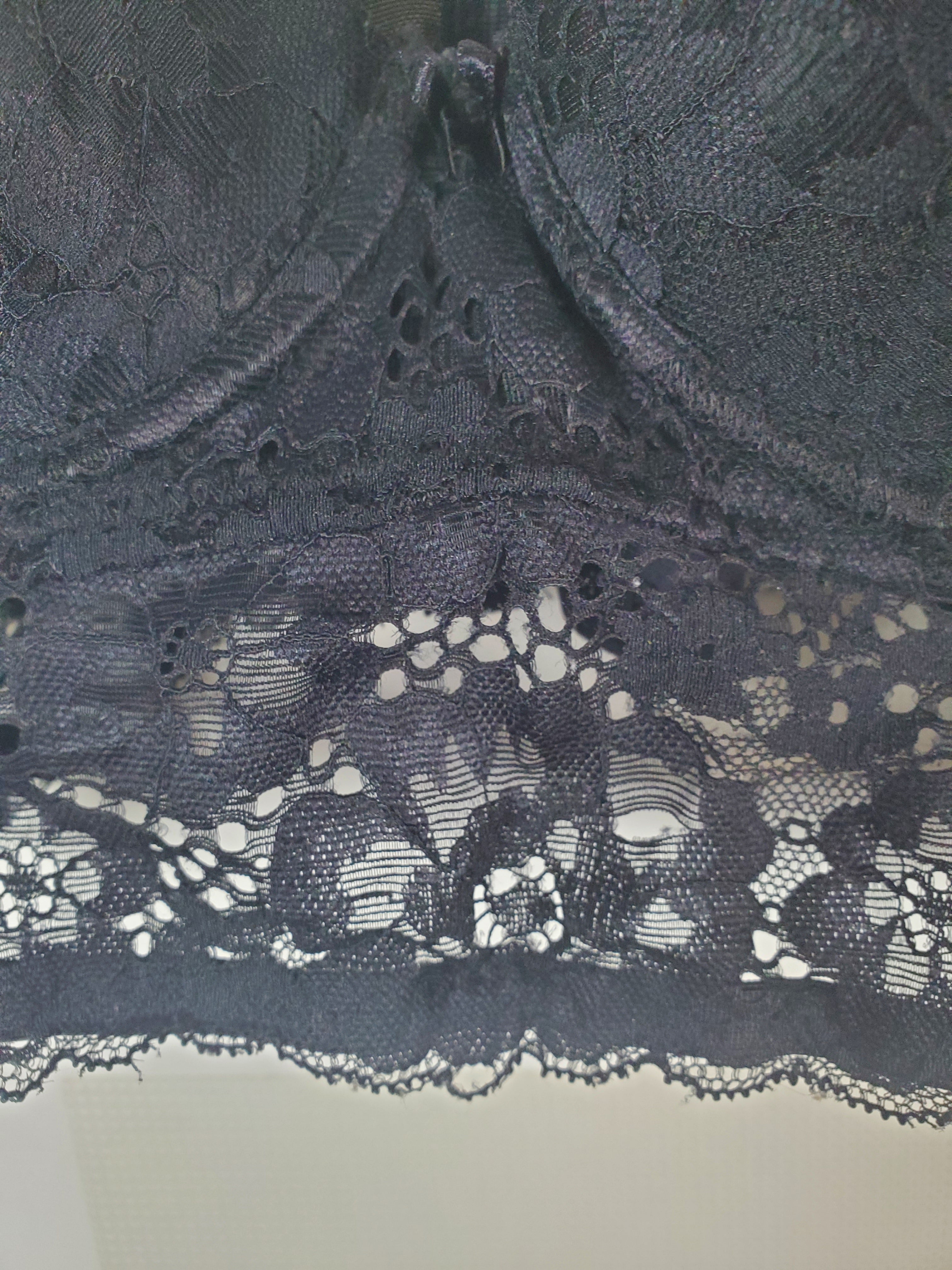Adored by Adore Me Black Lace Bralette with Hook Closure 34A