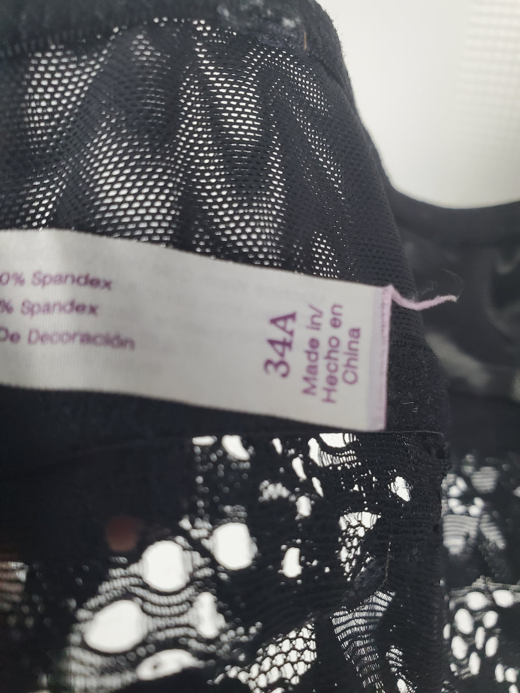 Adored by Adore Me Black Lace Bralette with Hook Closure 34A