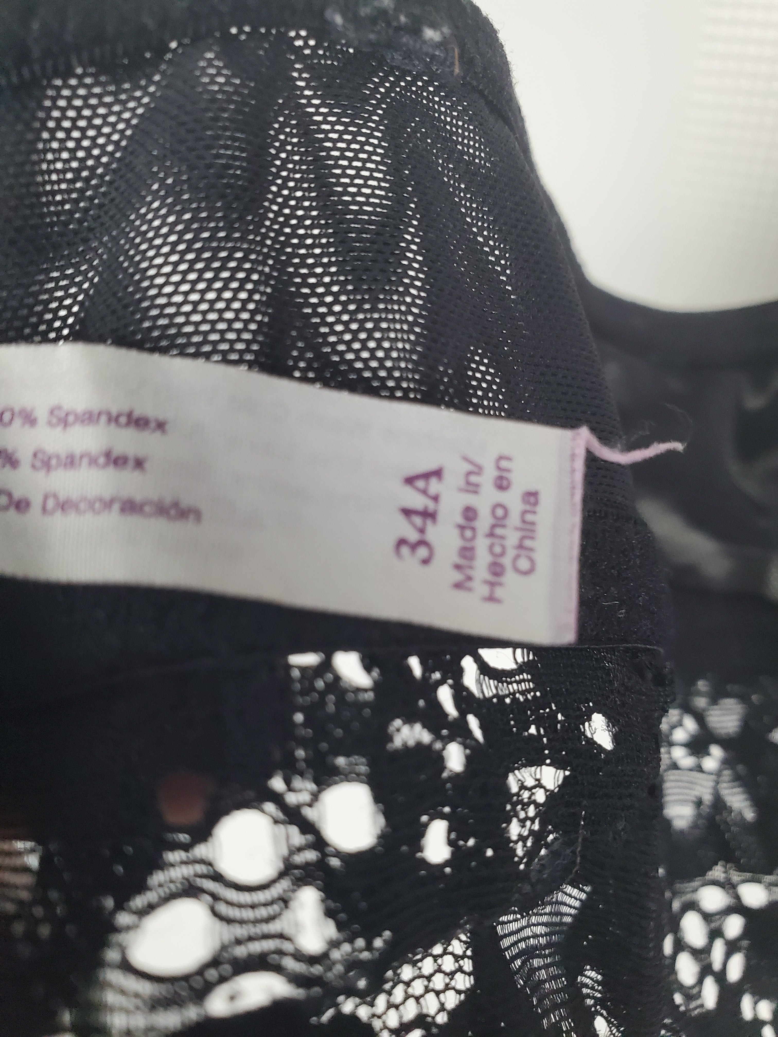 Adored by Adore Me Black Lace Bralette with Hook Closure 34A