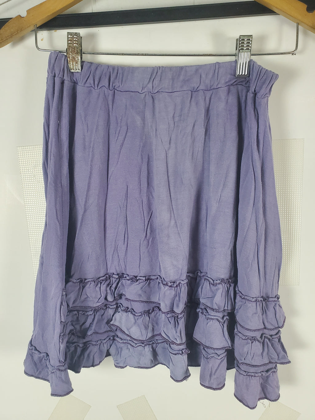 Windhorse Purple Ruffled Elastic Waist Skirt 18" Length
