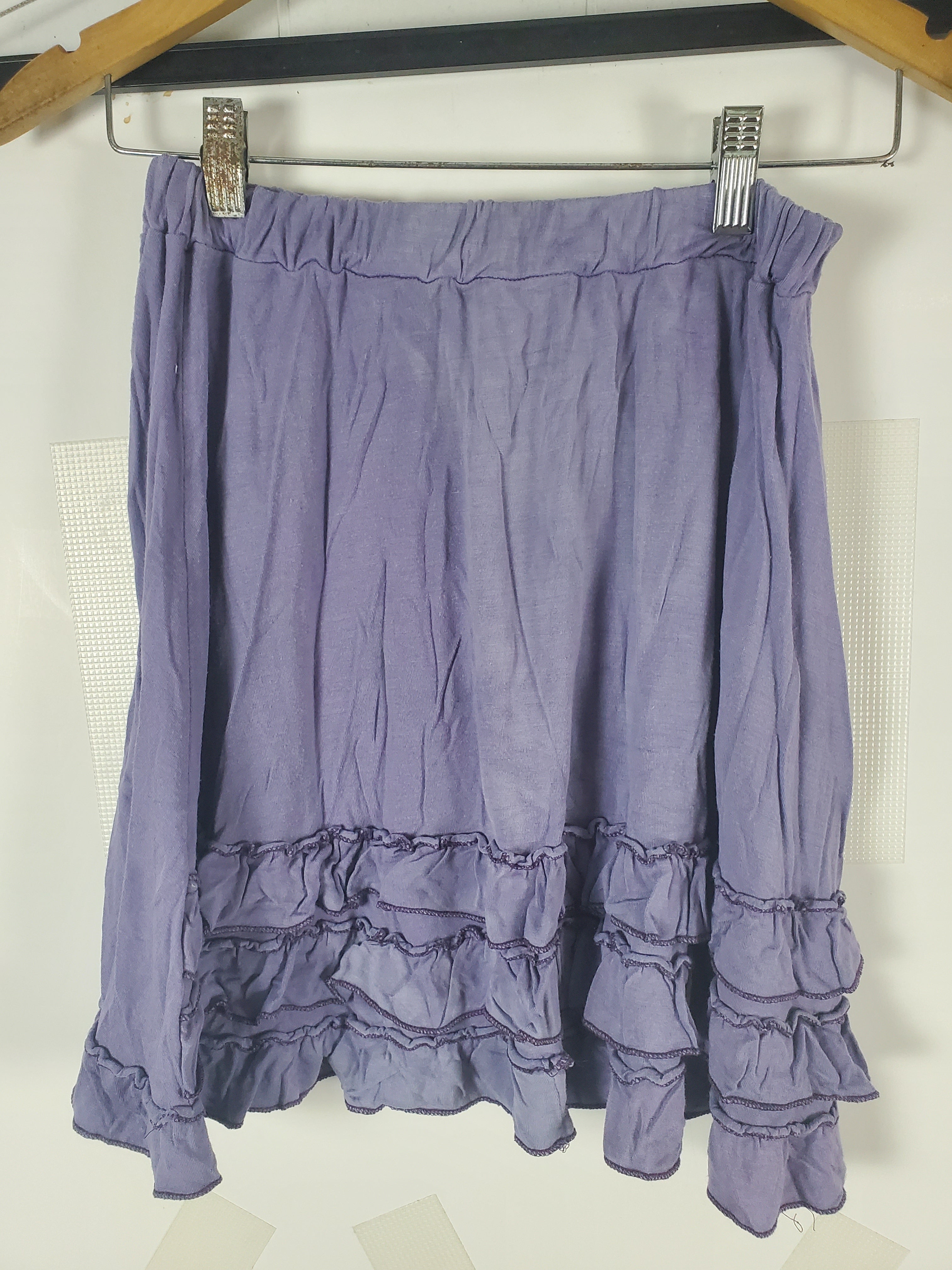 Windhorse Purple Ruffled Elastic Waist Skirt 18" Length