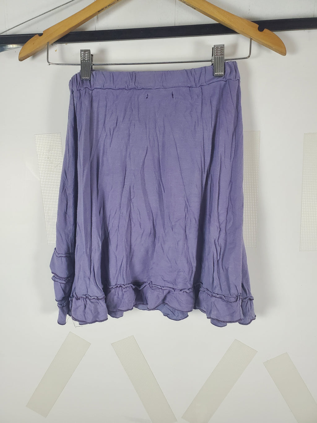 Windhorse Purple Ruffled Elastic Waist Skirt 18" Length