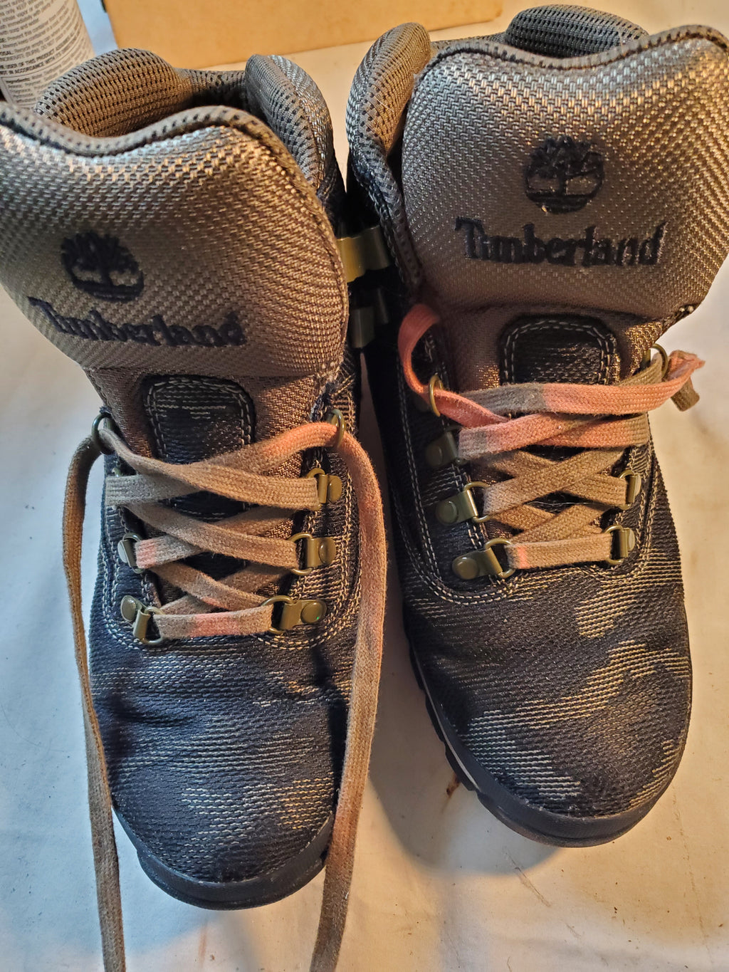 Timberland Denim Boots Size 9.5 Olive Metal Eyelets A2749