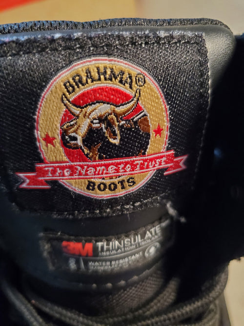 Brahma Steel Toe Black Leather Suede Work Boots Durable Mens size 8.5