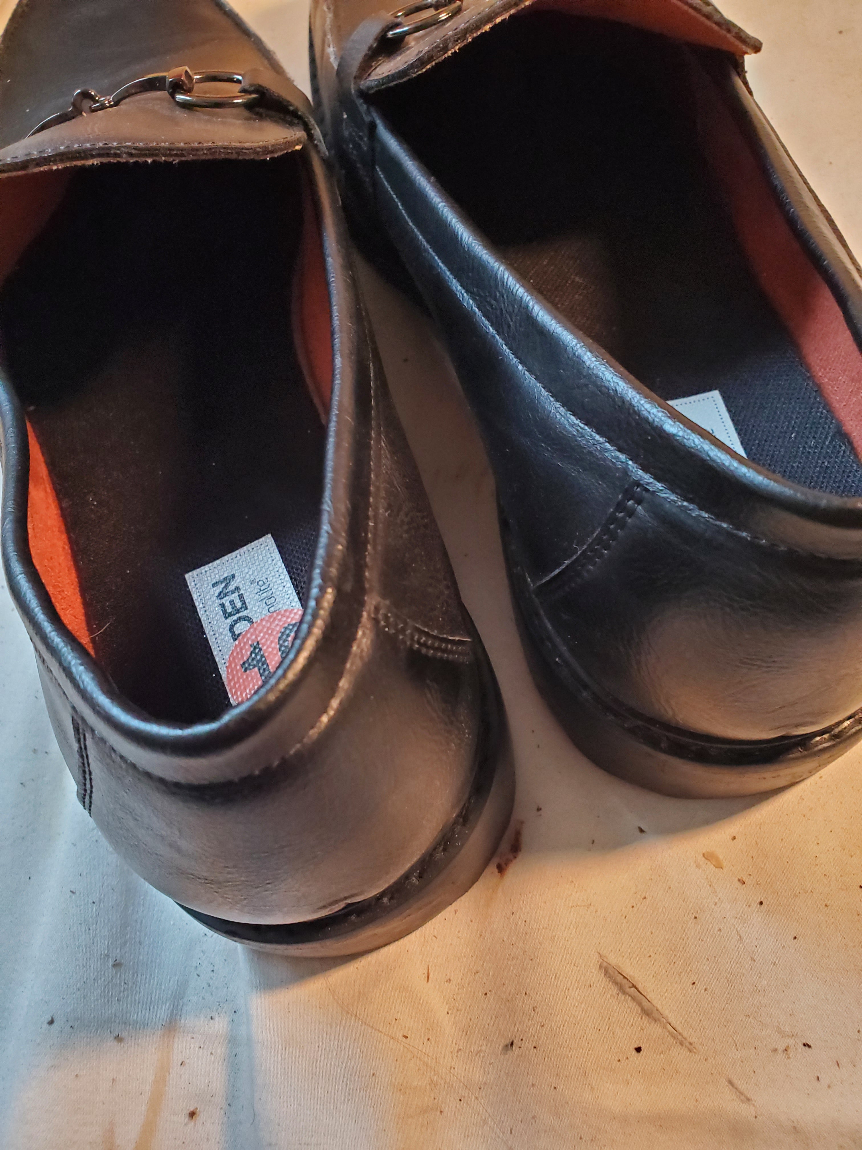 Madden Men's Size 10.5 Black Leather Dress Loafers with Ortholite